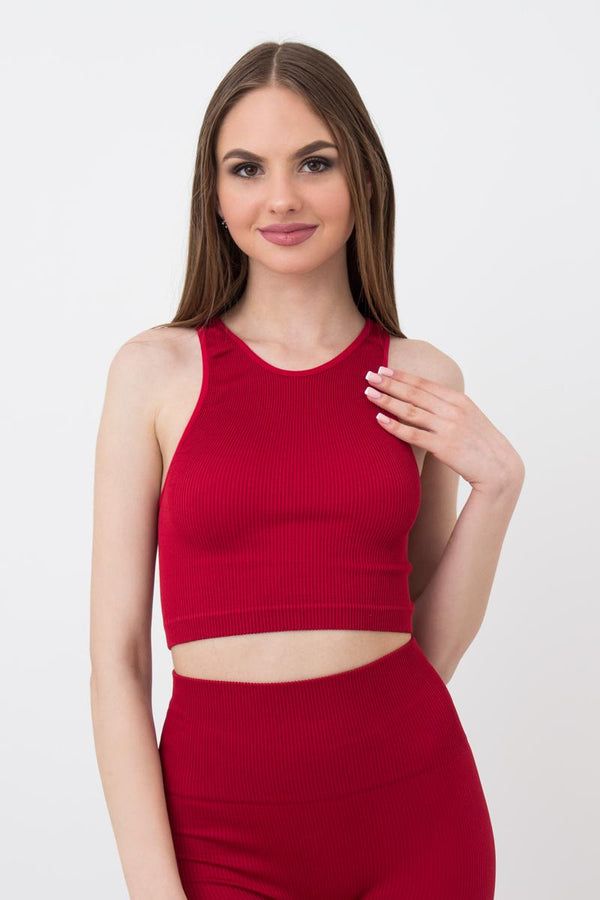 Безшовний топ у рубчик UP-00000901 Halter Top Rib winery