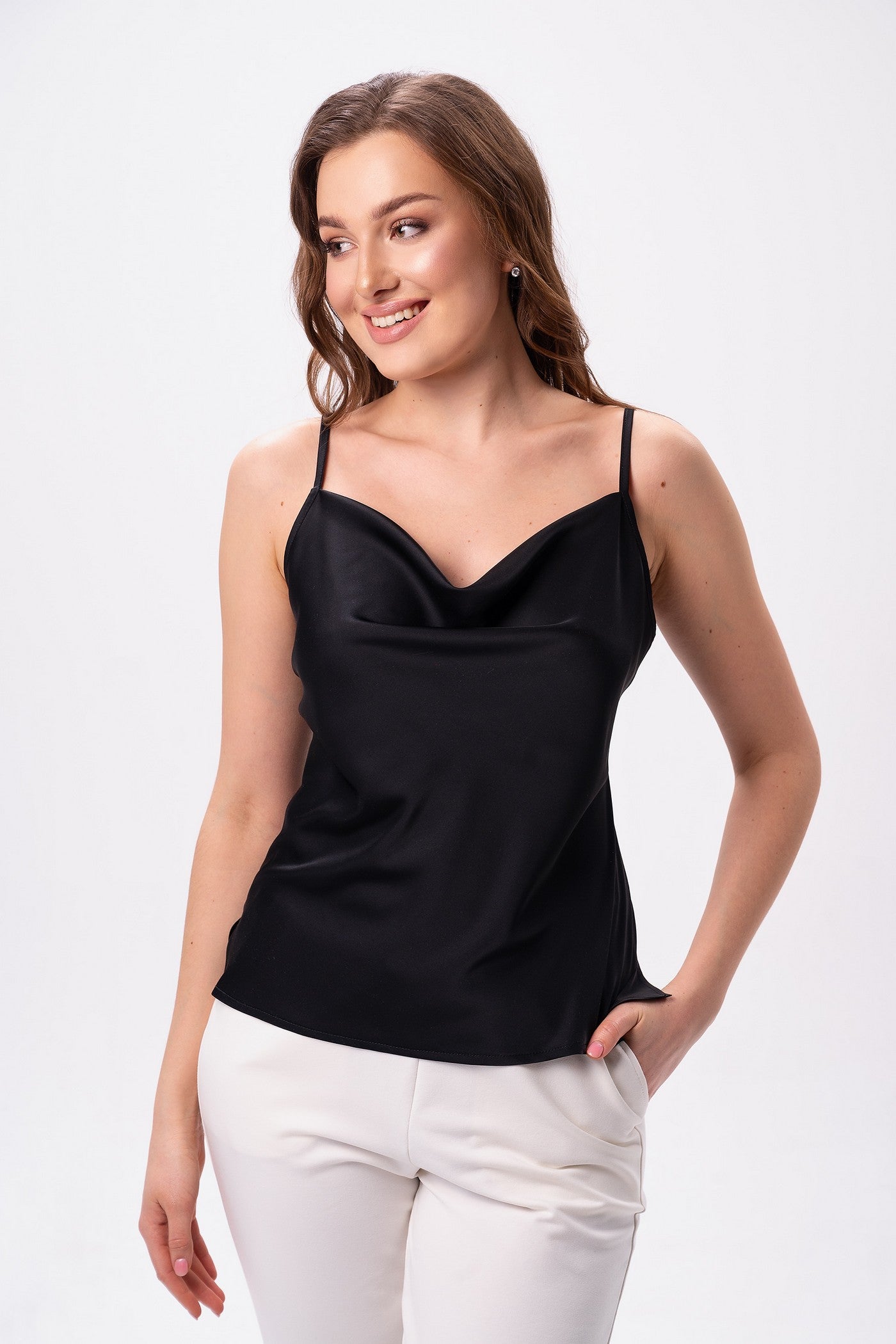 Атласный топ 2618 black