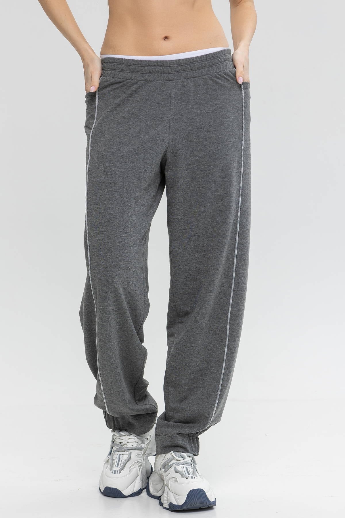 Хлопковые брюки с карманами Baggy E161-LD92