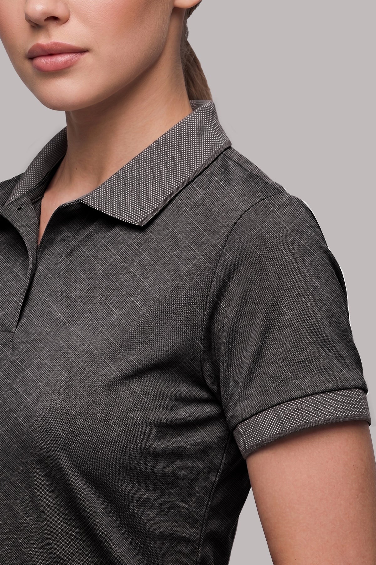 Спортивна футболка-поло Cotton Jacquard D12-F9 Totalfit деталь