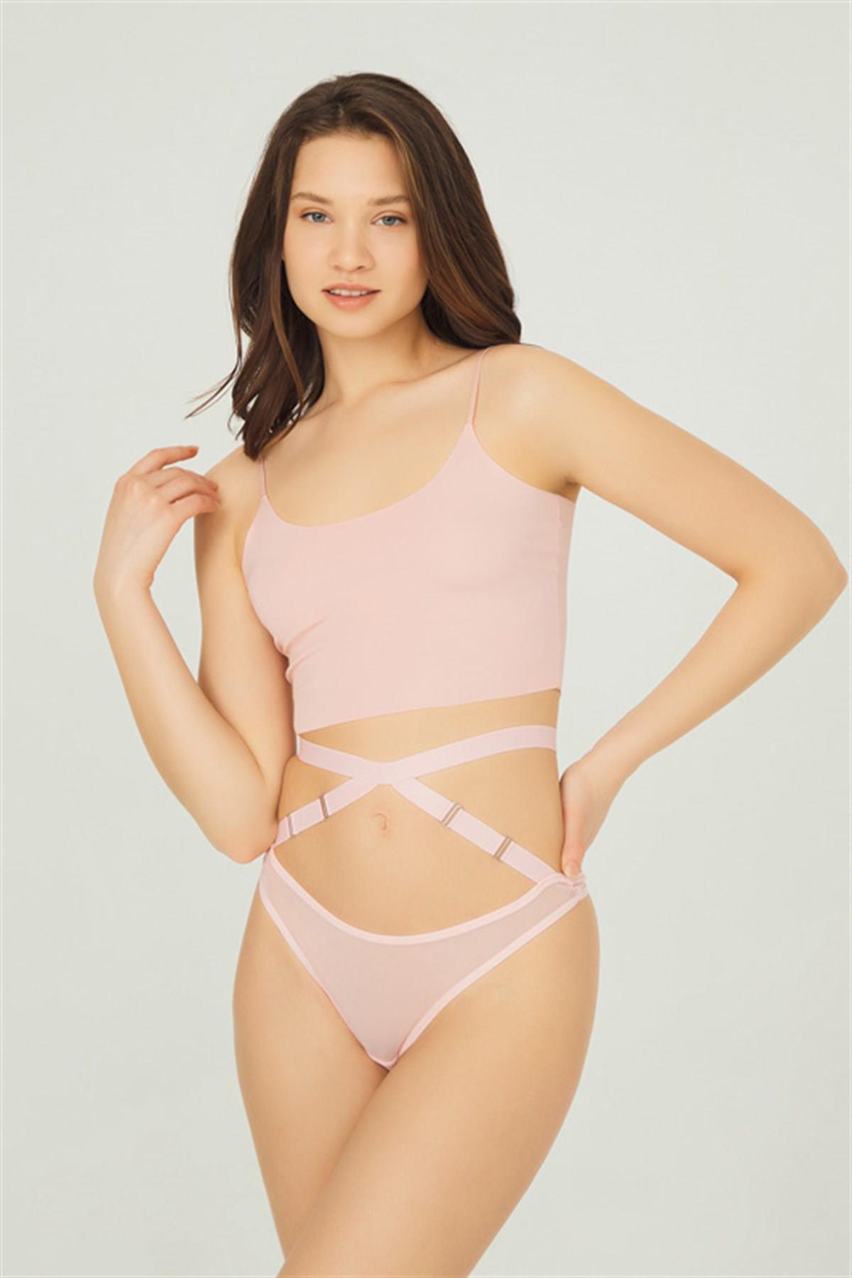 Трусики стринг с ремешками CH6022 pale pink