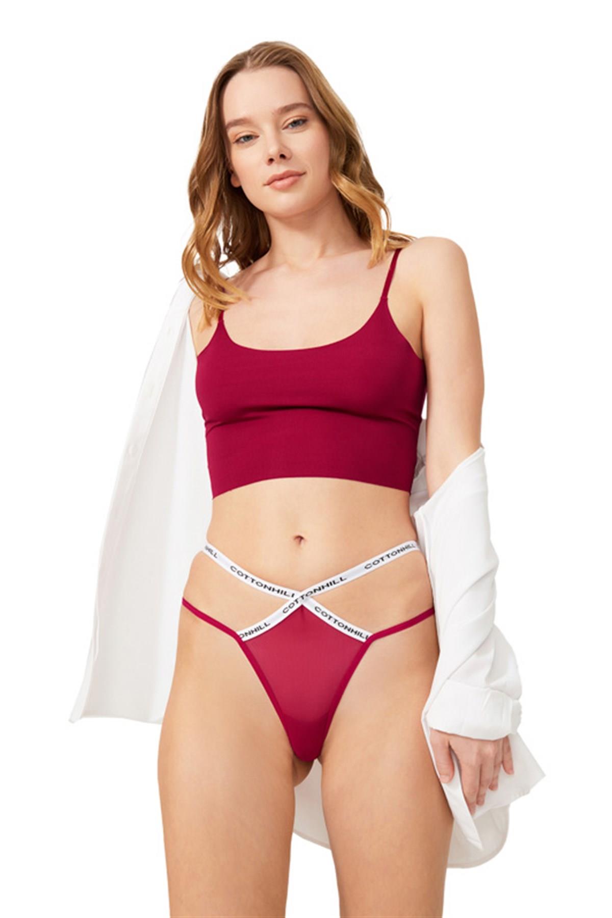 Трусики стринг из микросетки CH6071 cherry