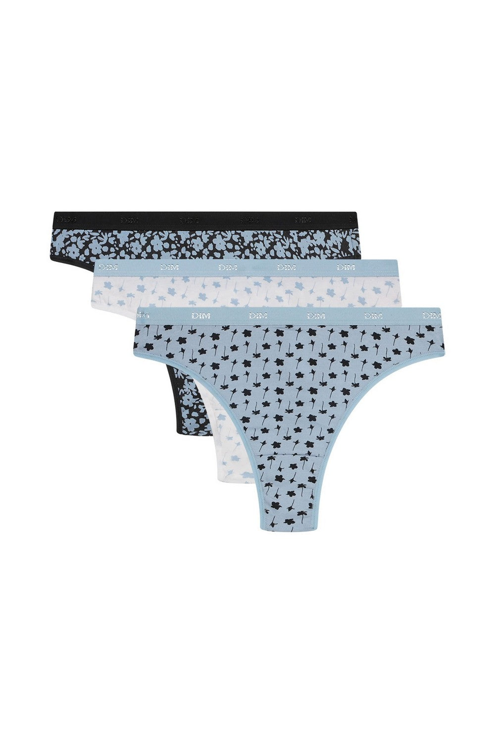 Набор хлопковых стрингов 4C19 Les Pockets Coton (3 шт.) fleurs bleu