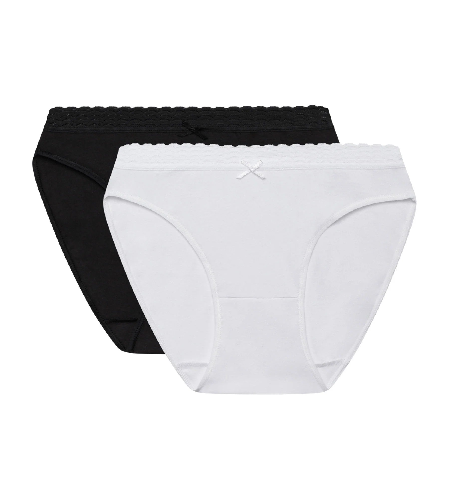 Трусики слип из хлопка D09AJ (2 шт) noir/blanc