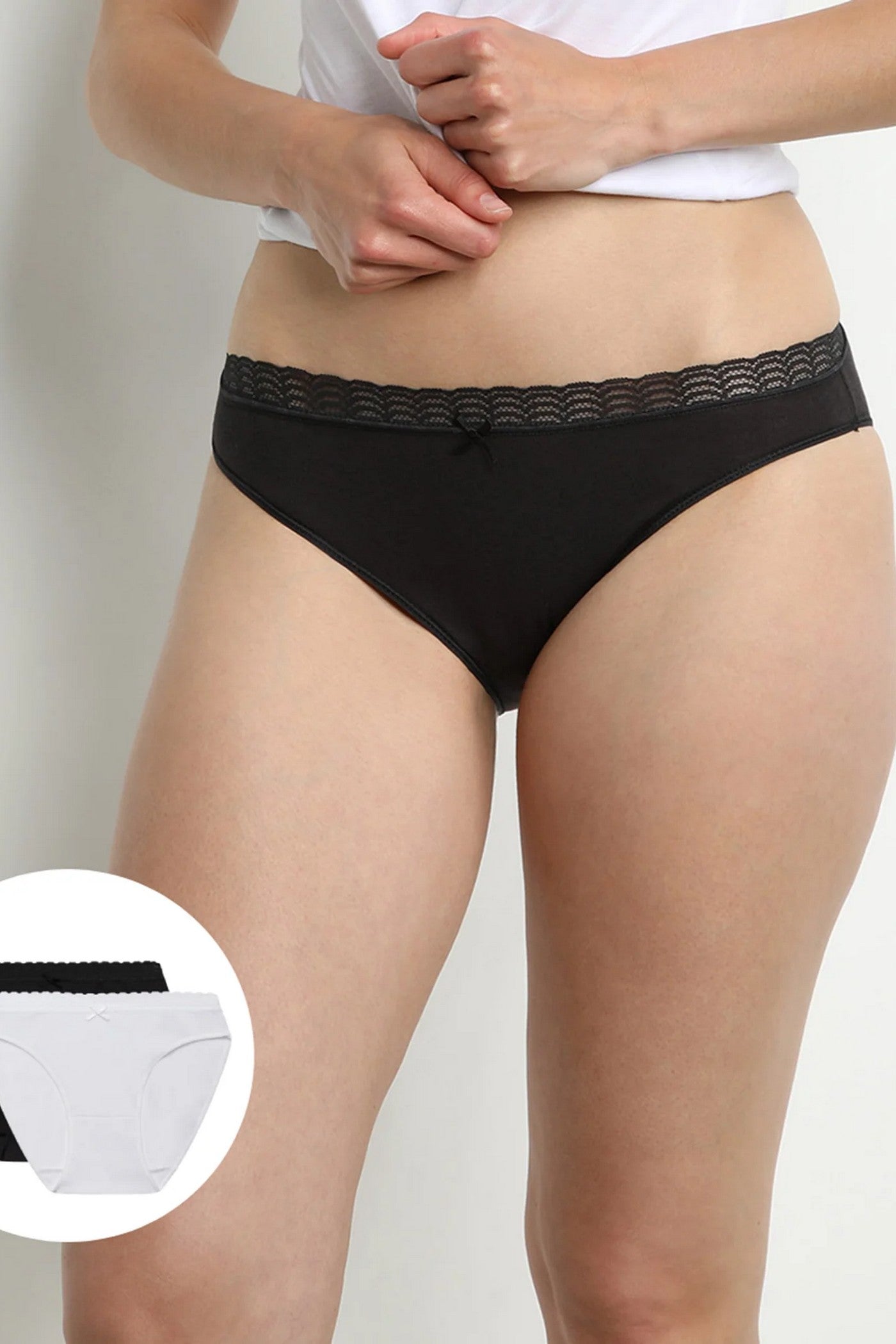 Трусики слип из хлопка D09AJ (2 шт) noir/blanc