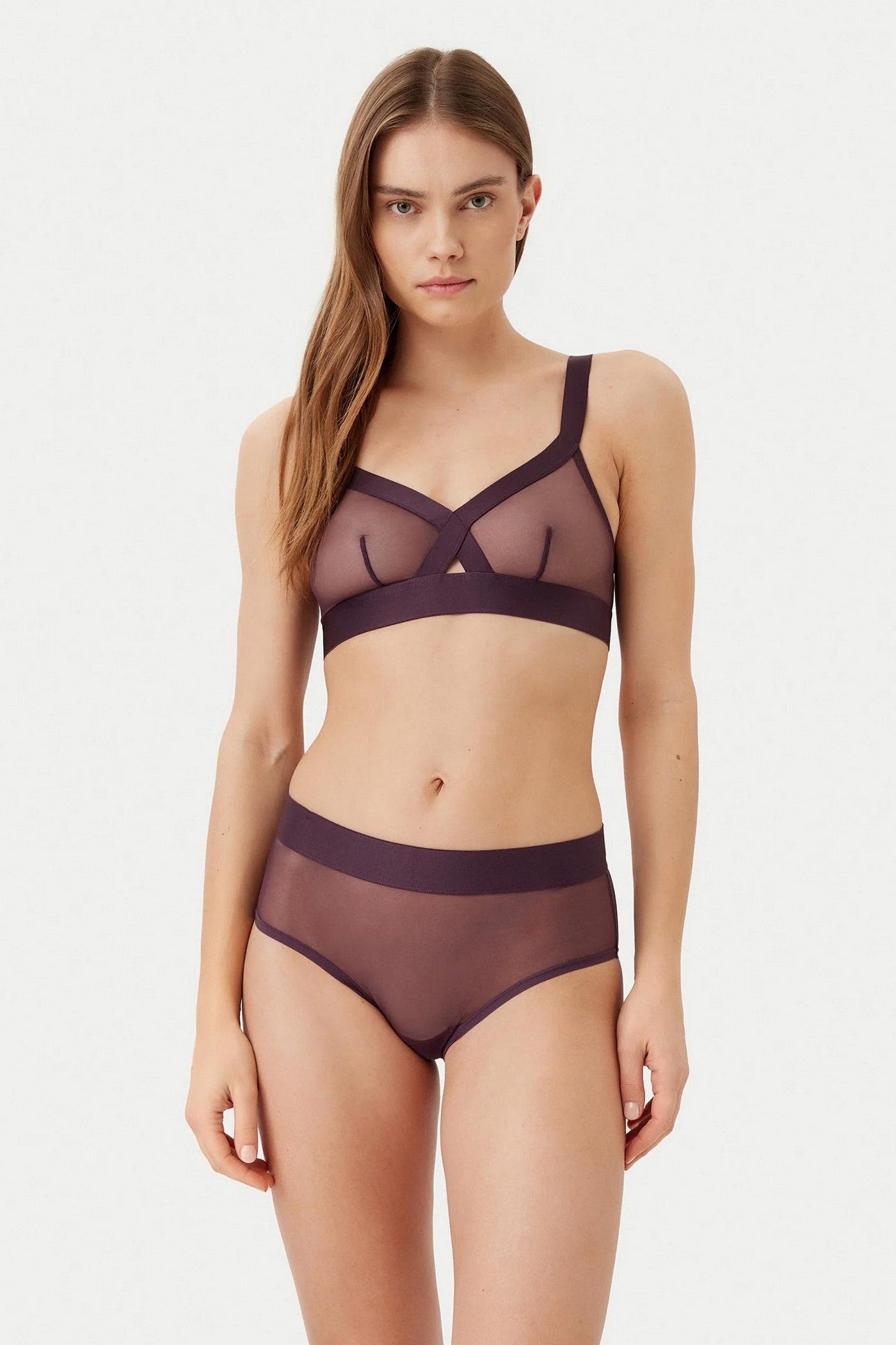 Высокие трусики слип DK8195 plum per