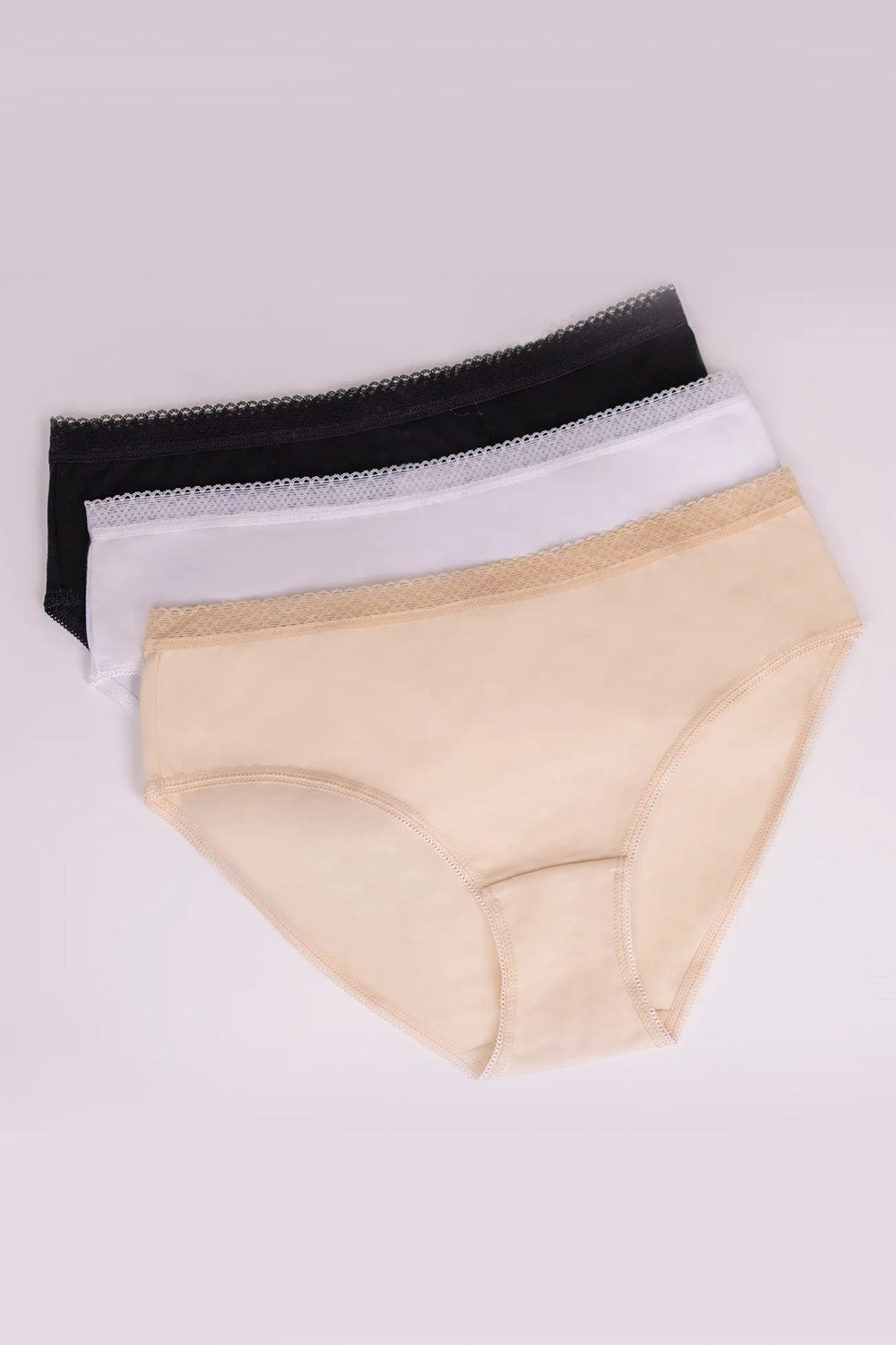 Хлопковые трусики слип (3 шт.) white/beige/black