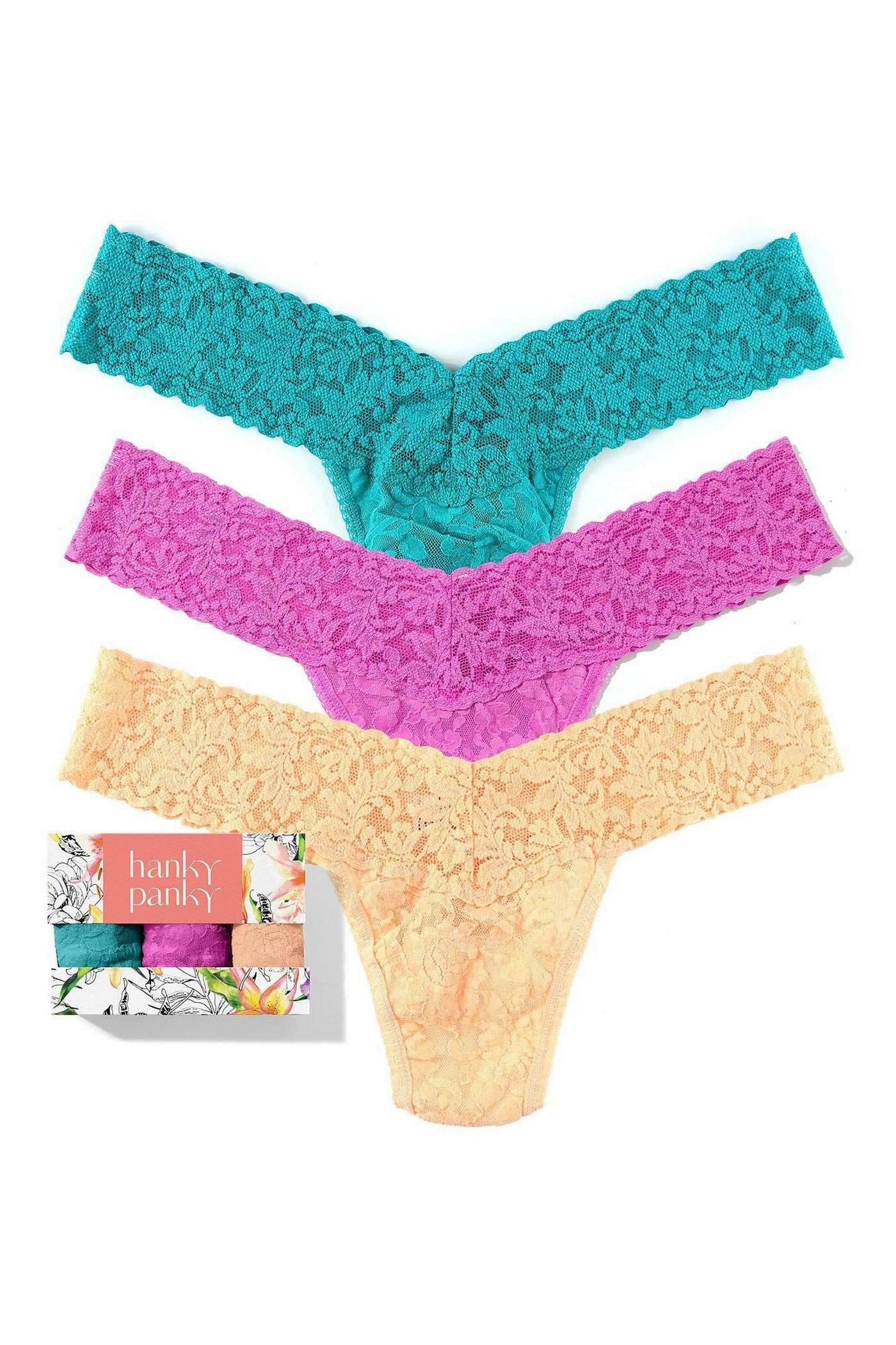 Набор трусиков стринг 49113PVPK Signature Lace raspberry ice/vibrant turquoise/apricot crush (3 шт.)