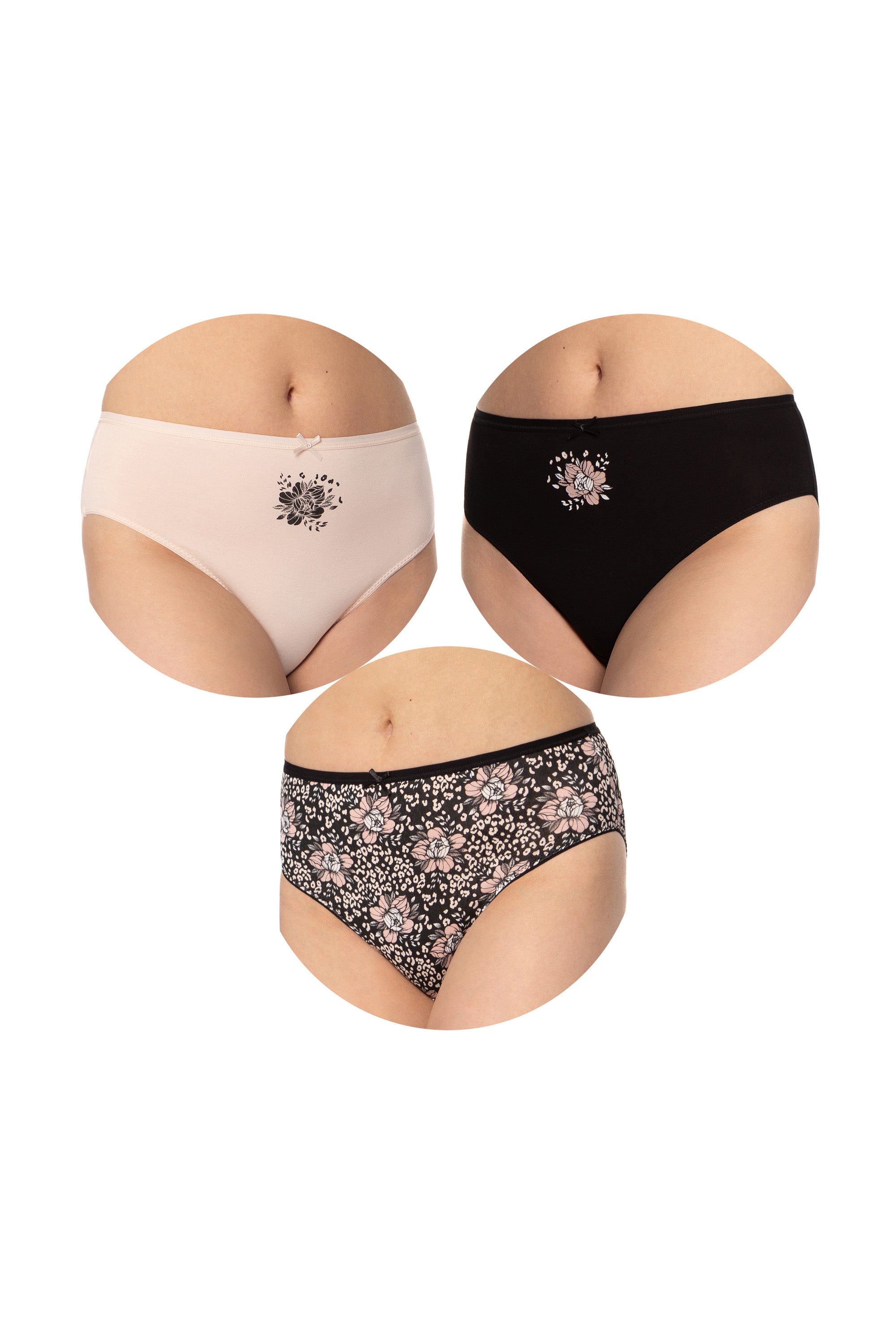 Бавовняні трусики сліпи 127BI-31 black/beige (3 шт.)