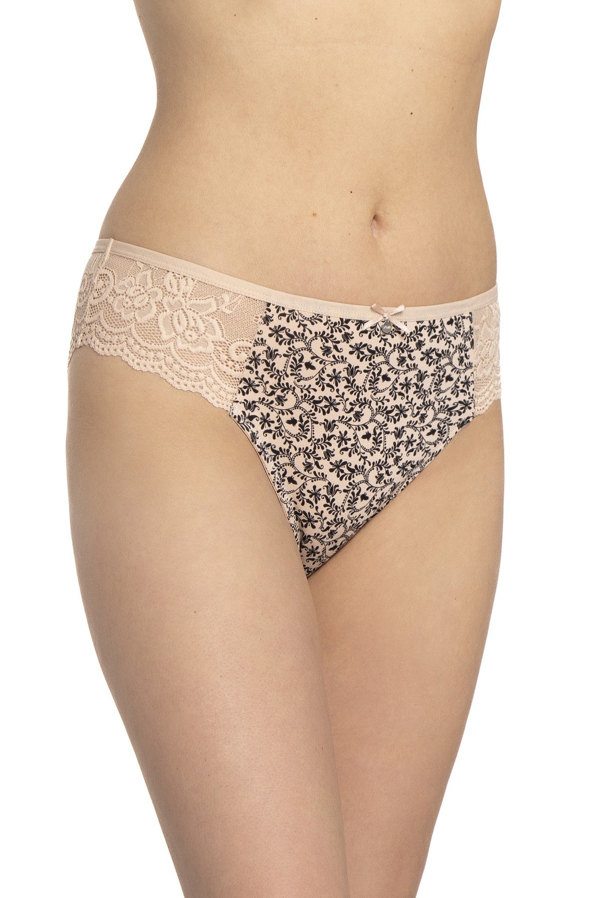 Хлопковые трусики слип 1587BI black/beige (2 шт.)