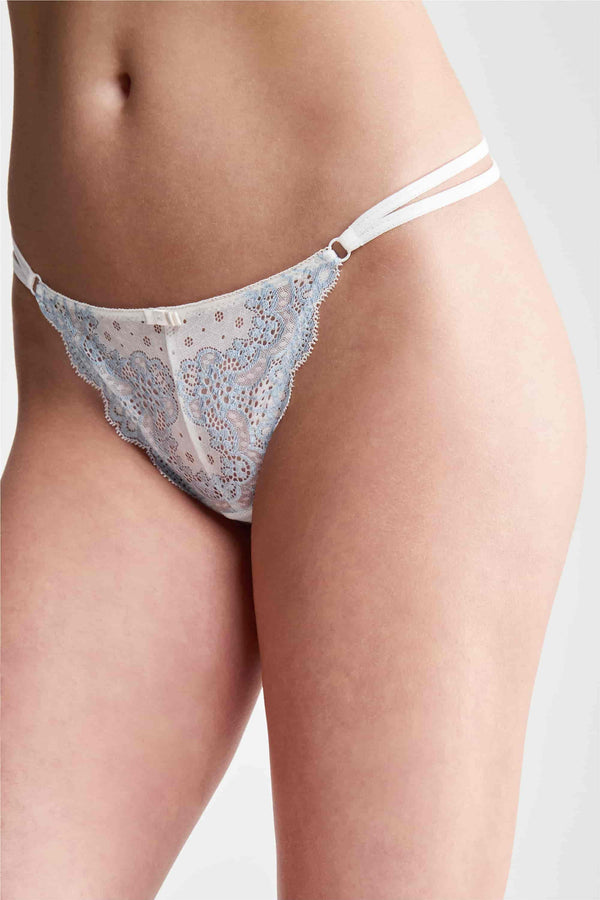 Кружевные трусики стринг String Lace L901 champagne/blue