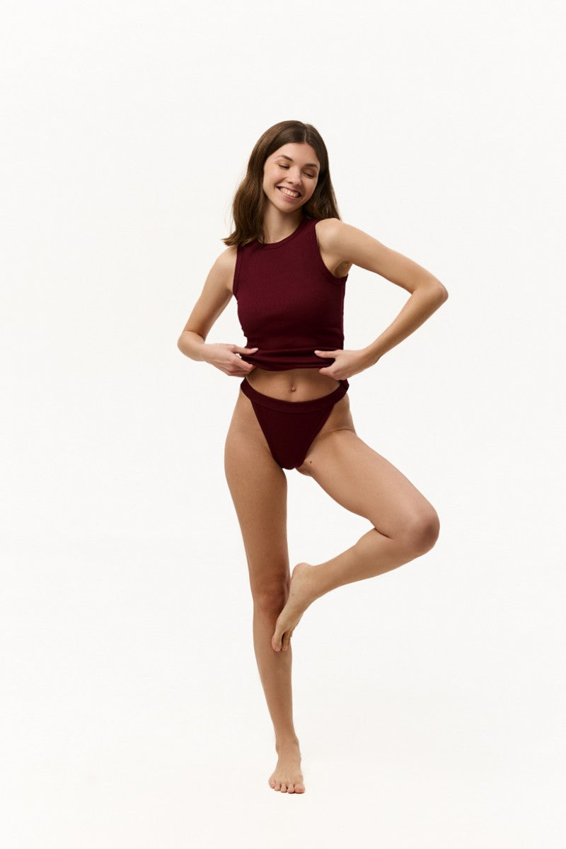 Трусики стринг в рубчик L5157BR-M Rubus bordo