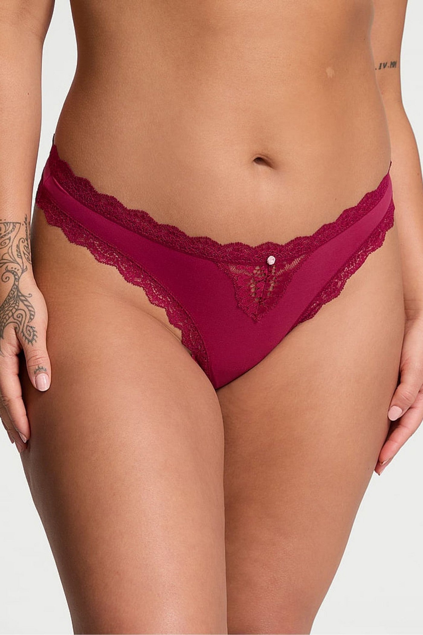 Трусики стринг с кружевом 157787352 bordo