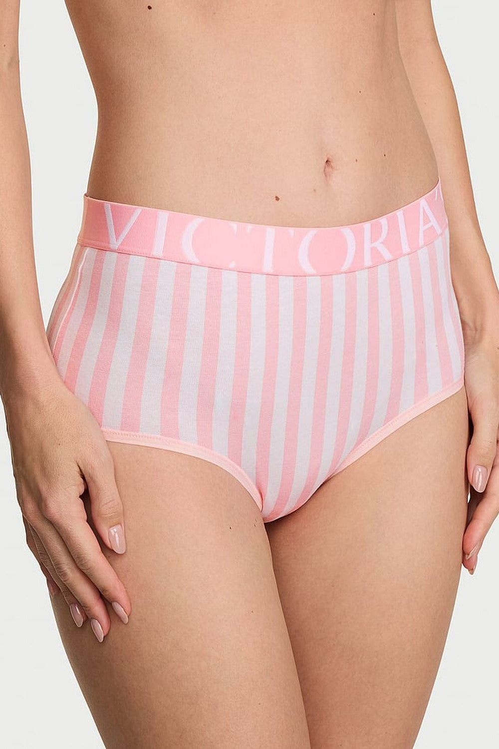 Високі трусики брифі 157820266 white/rose Victoria`s Secret
