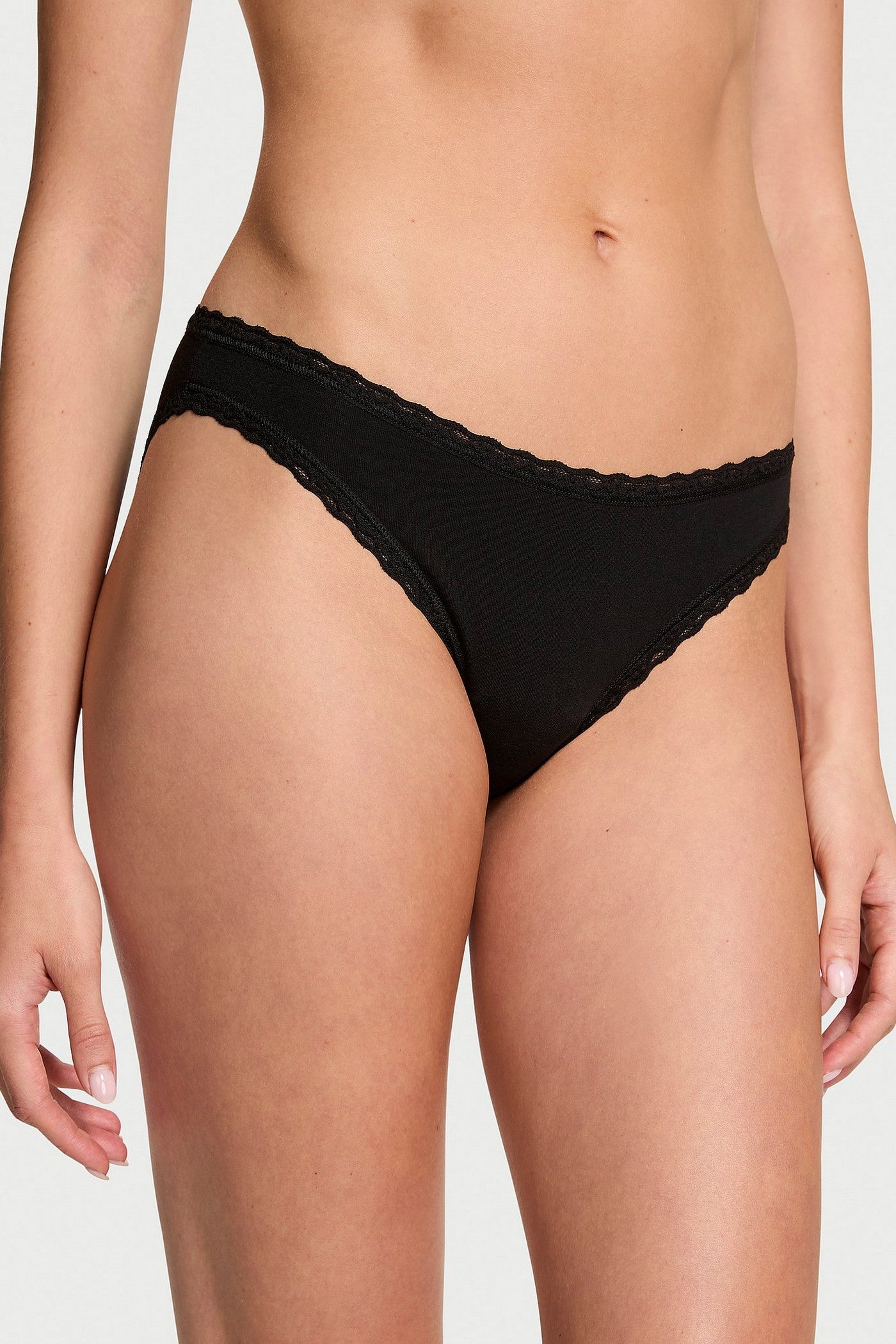 Трусики сліпи із мереживом 176409677 black Victoria`s Secret