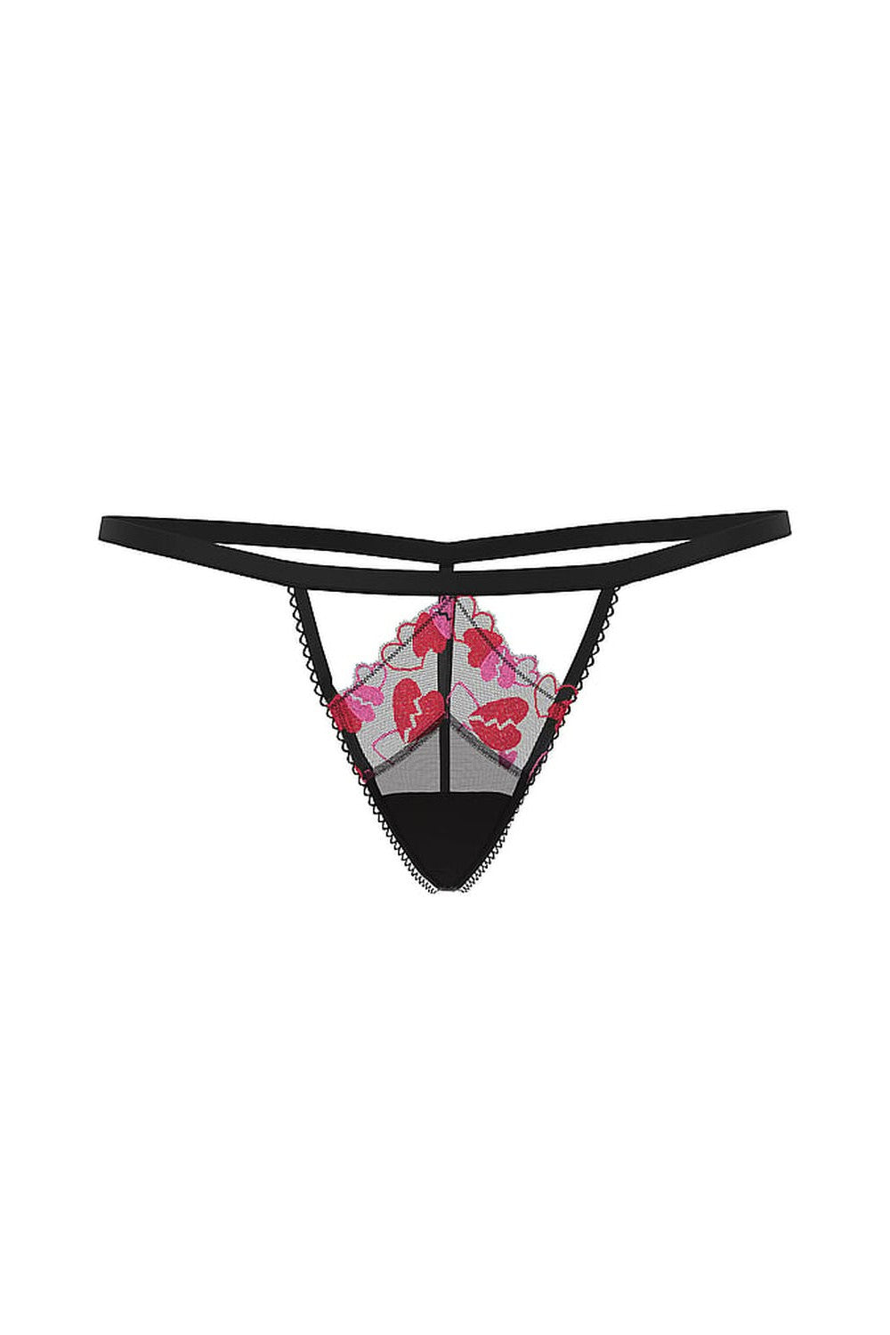 Трусики стрінги із вишивкою 297132923 black Victoria`s Secret