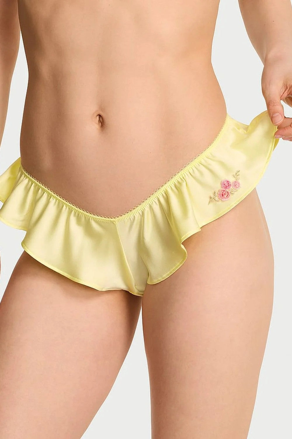 Трусики бразиліана з волані 309648501 yellow Victoria`s Secret
