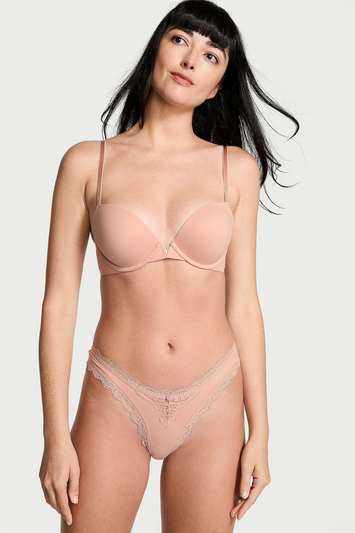 Трусики бразиліана з мереживом 337650812 beige Victoria`s Secret
