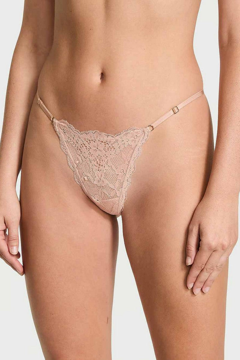 Мереживні трусики стрінги 47044852 beige Victoria`s Secret