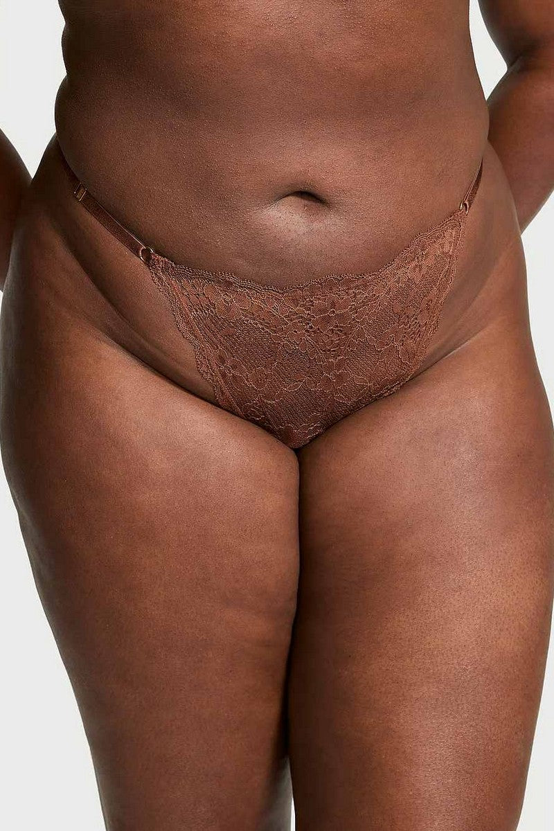 Мереживні трусики стрінги 55314364 brown Victoria`s Secret