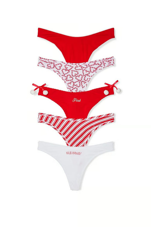 Хлопковые трусики стринг 555755358 white/red (5 шт.)