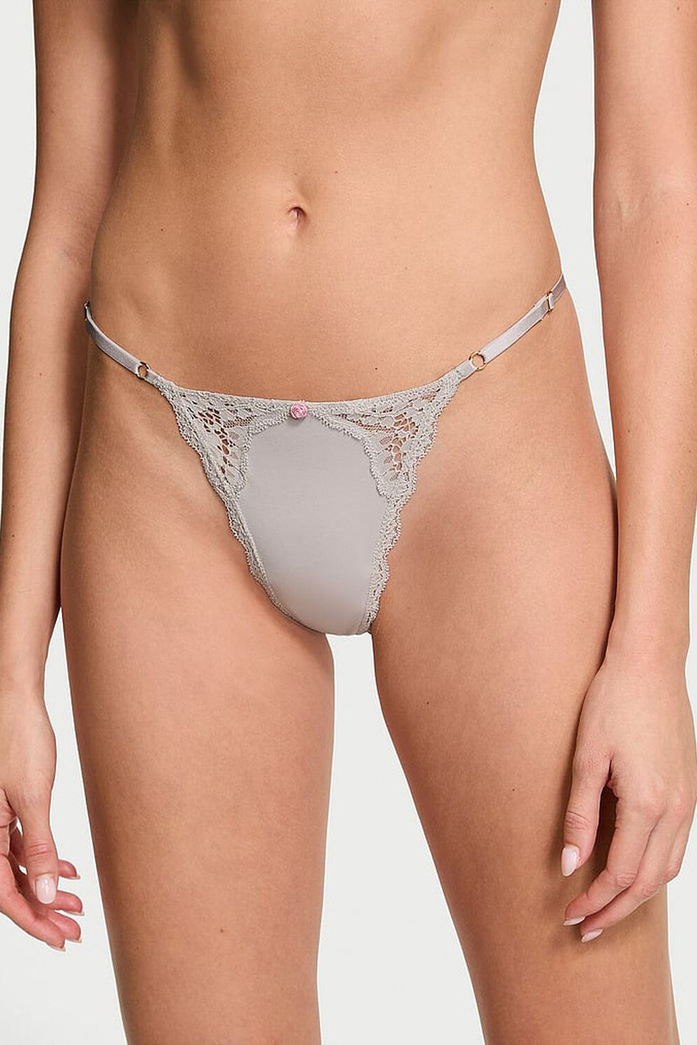 Трусики стринг с кружевом 557725147 gray