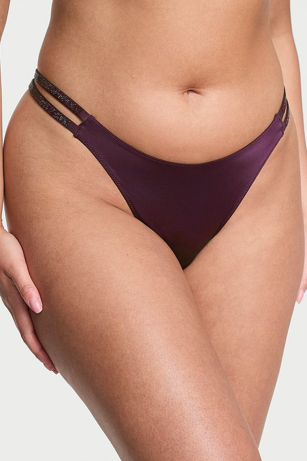 Трусики стрінги зі стразами 660964229 violet Victoria`s Secret