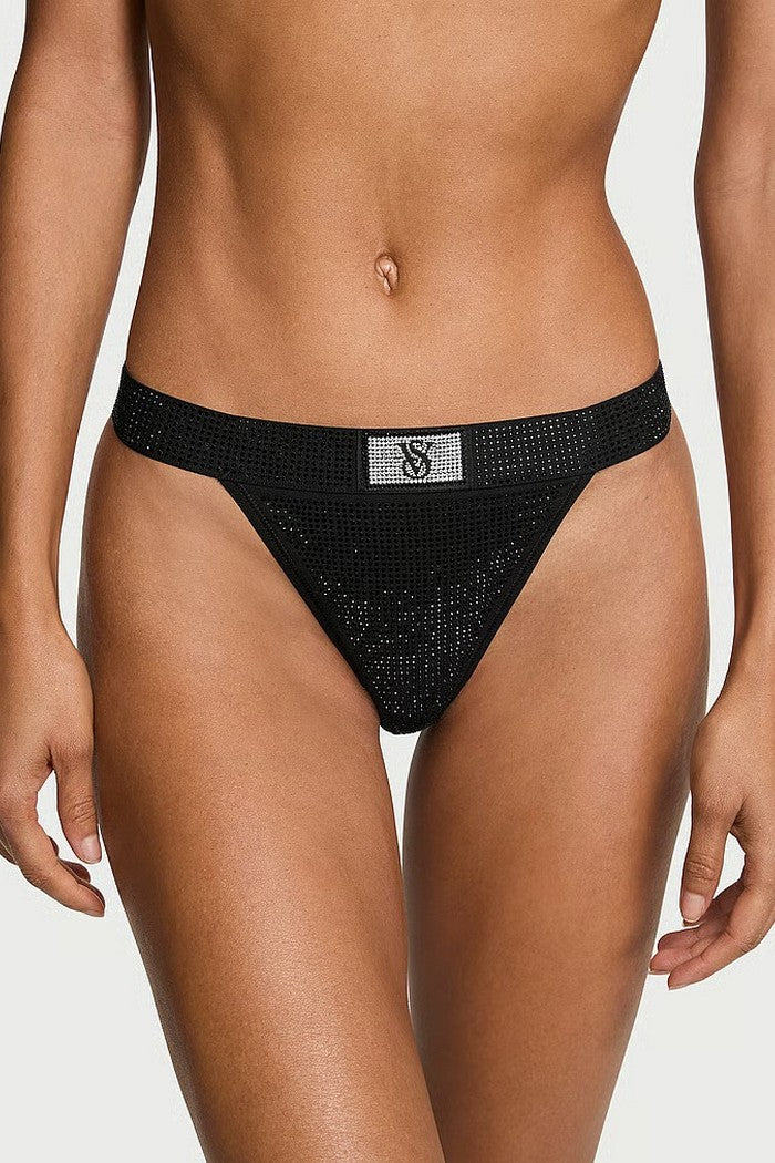 Трусики стрінги зі стразами 665518822 Black Victoria`s Secret