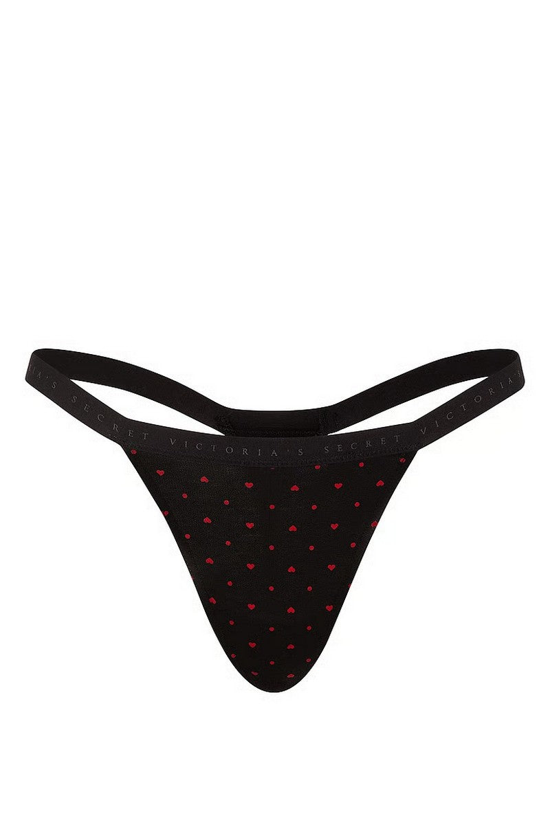 Бавовняні трусики стрінги 689465782 black Victoria`s Secret