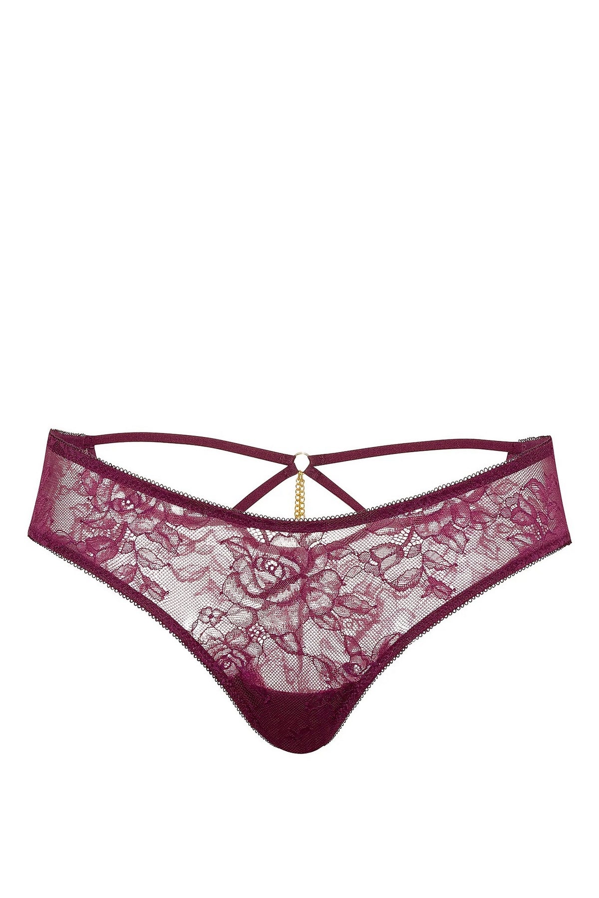 Мереживні трусики з підвіскою 716216919 bordo Victoria`s Secret