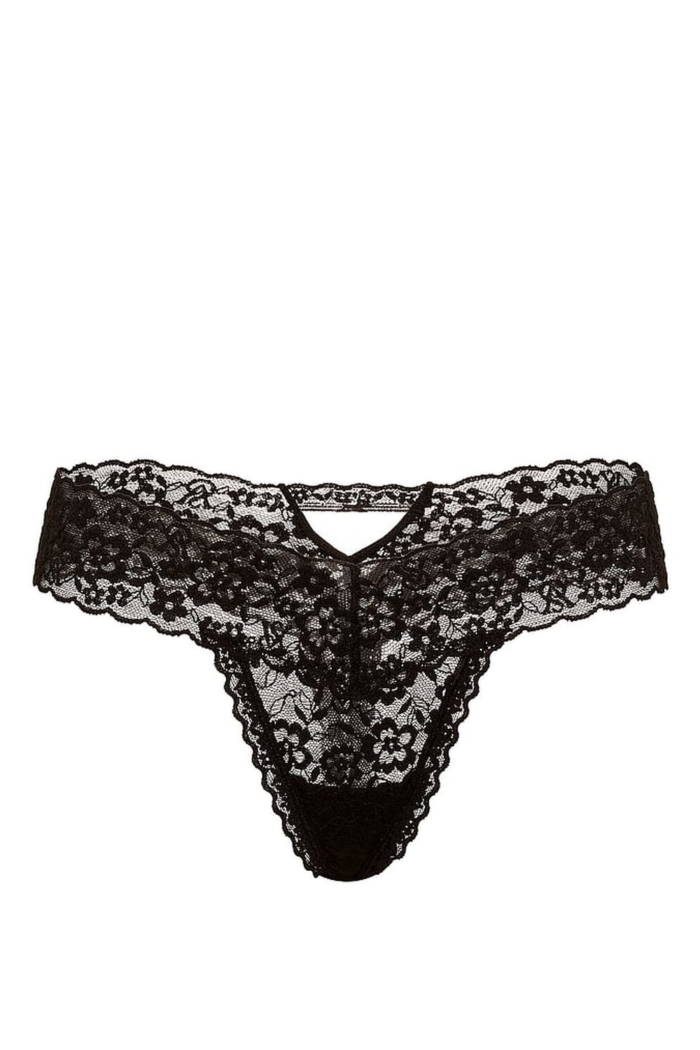 Мереживні трусики стрінги 778959592 black Victoria`s Secret