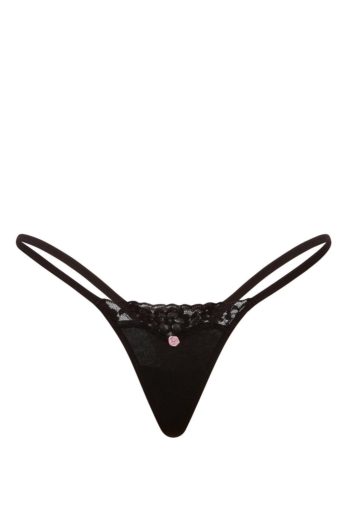 Бавовняні трусики стрінги 802390697 black Victoria`s Secret