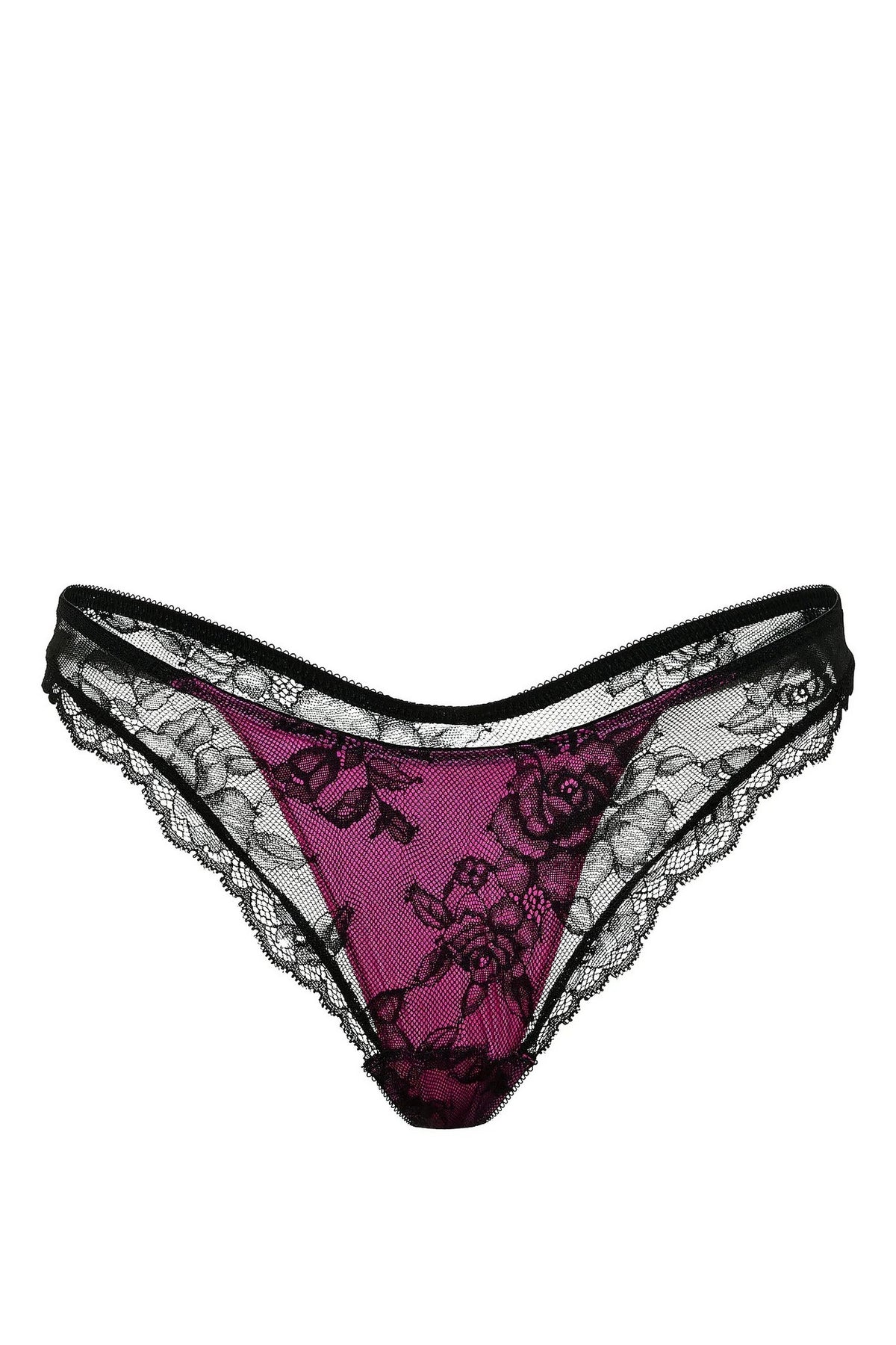 Мереживні трусики стрінги 833465041 black/pink Victoria`s Secret