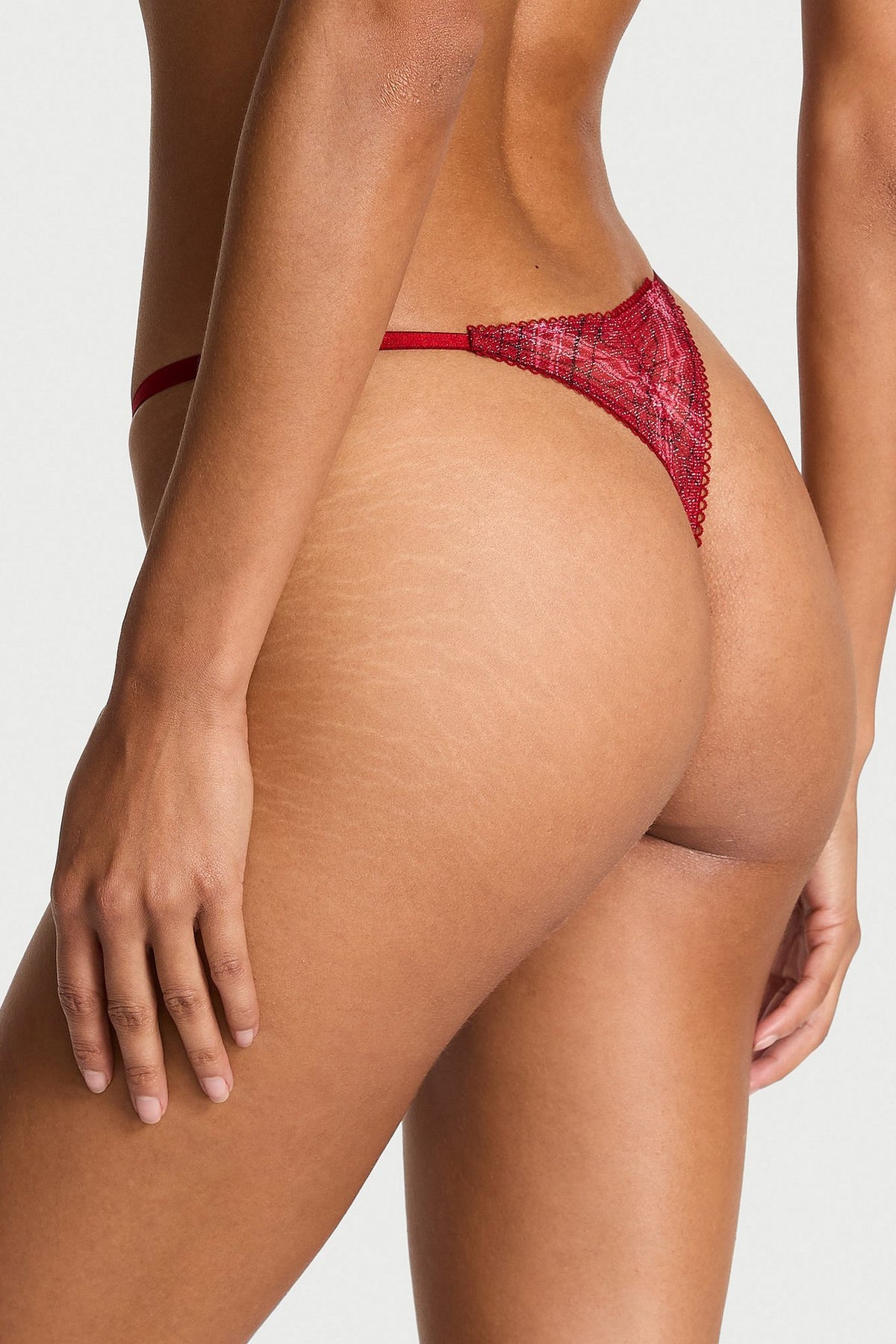 Трусики стрінги із люрексом 847350760 red Victoria`s Secret вигляд ззаду