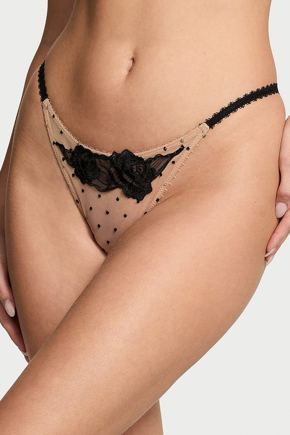 Трусики танга из микросетки 914143699 beige