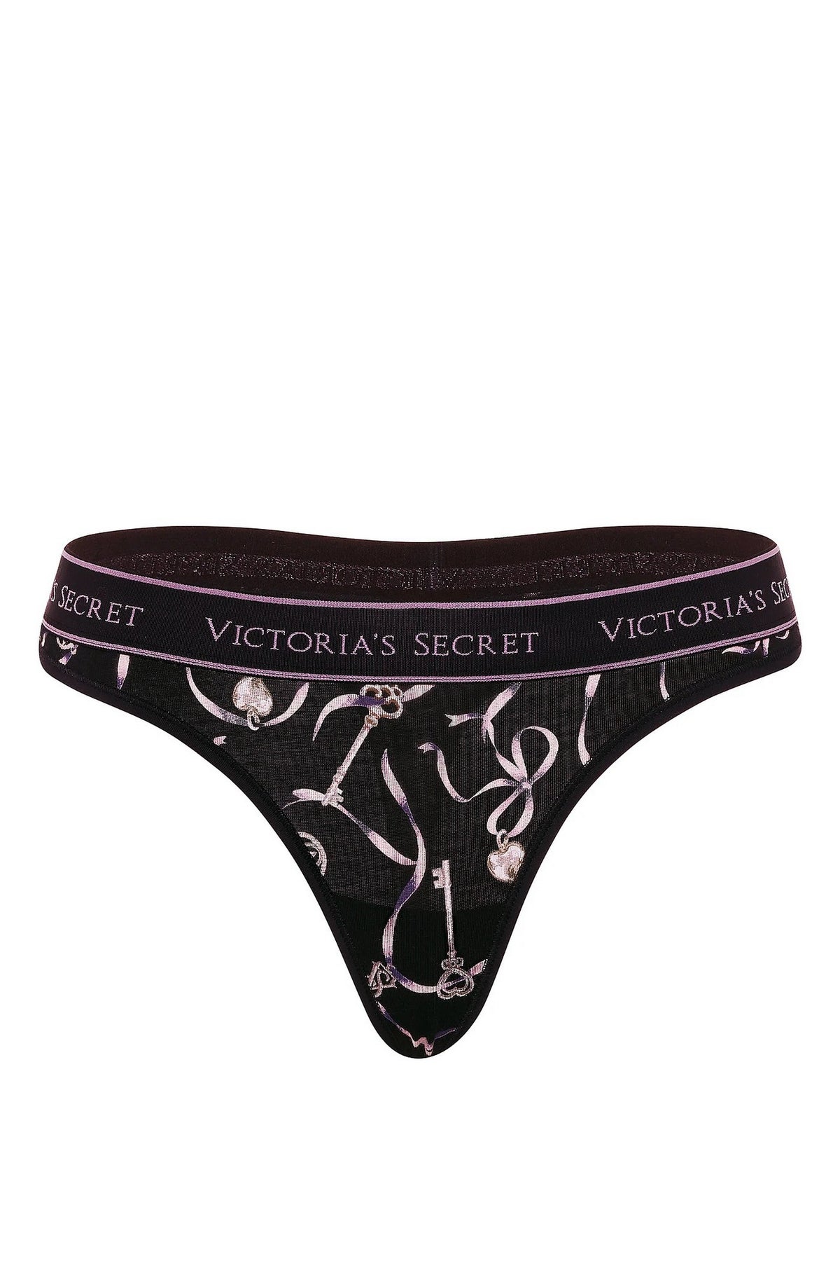 Бавовняні трусики стрінги 97433850 black Victoria`s Secret