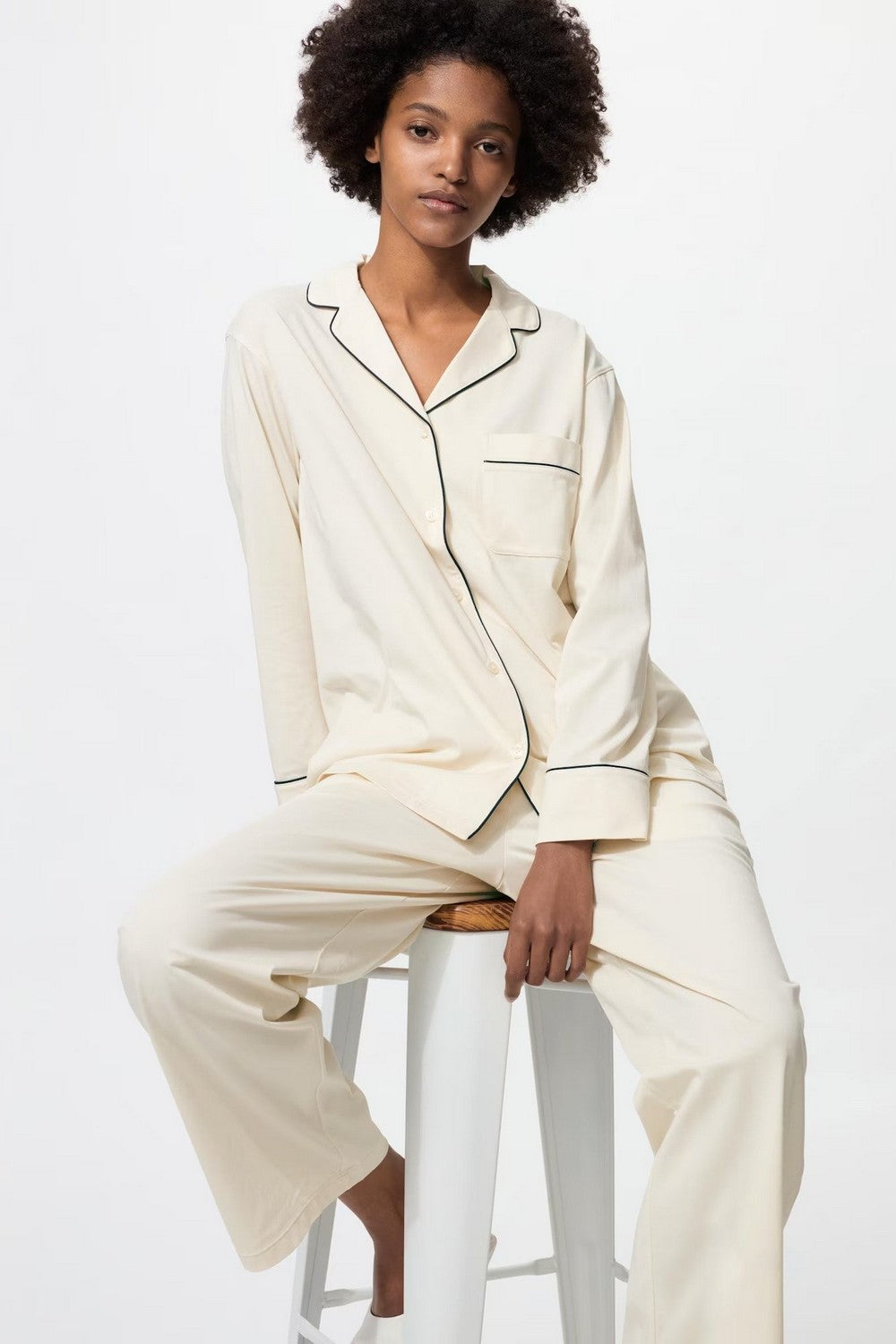 Хлопковая пижама с брюками 185846503 milk