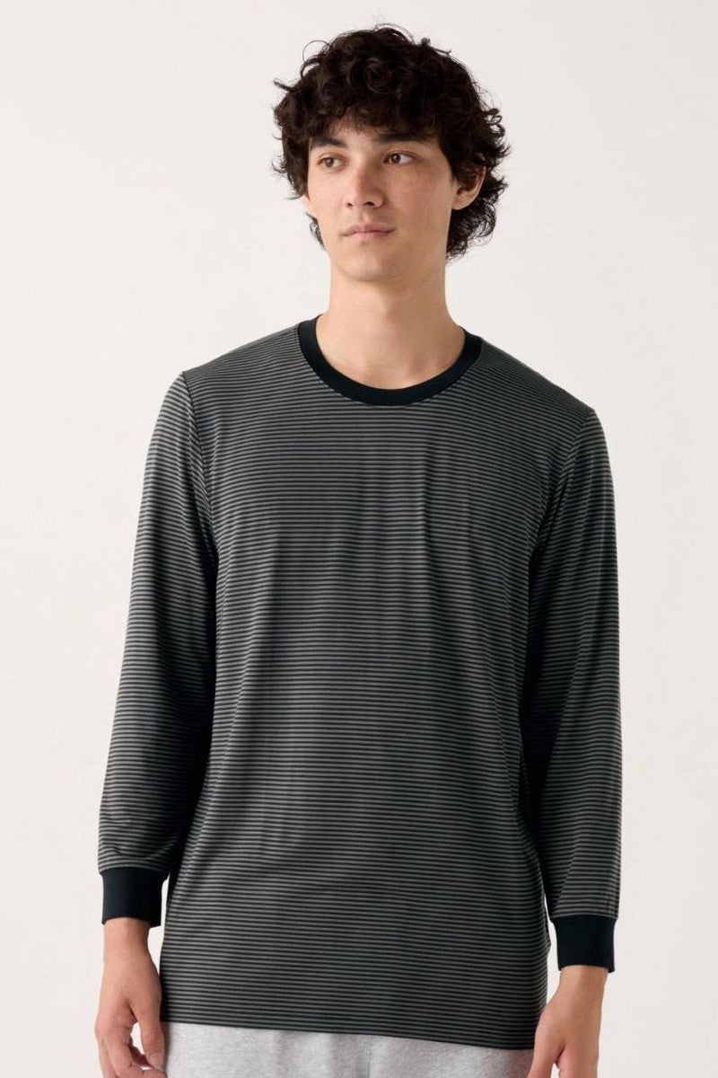 Мужской термолонгслив в полоску 956247638 black