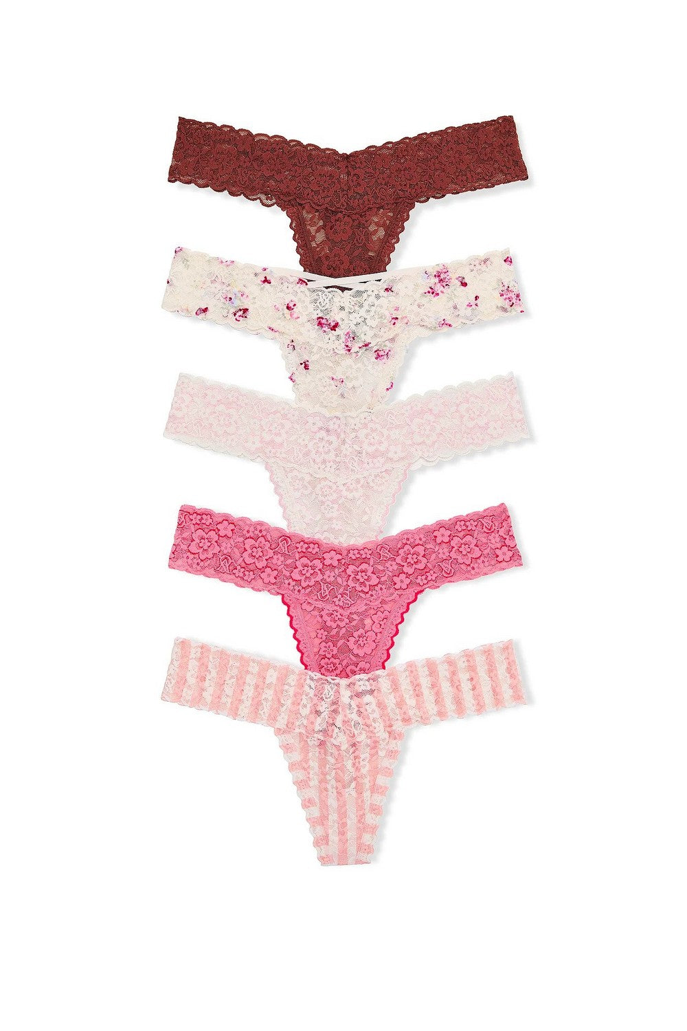 Мереживні трусики стрінг 134151232 (5 шт.) multi Victoria`s Secret
