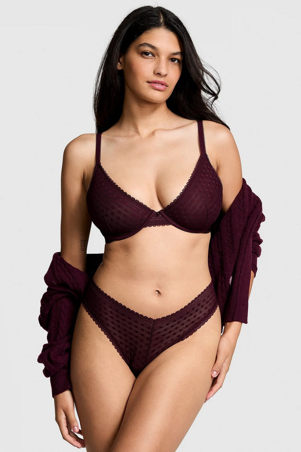 Трусики бразиліана з мікросітки 163719692 burgundy