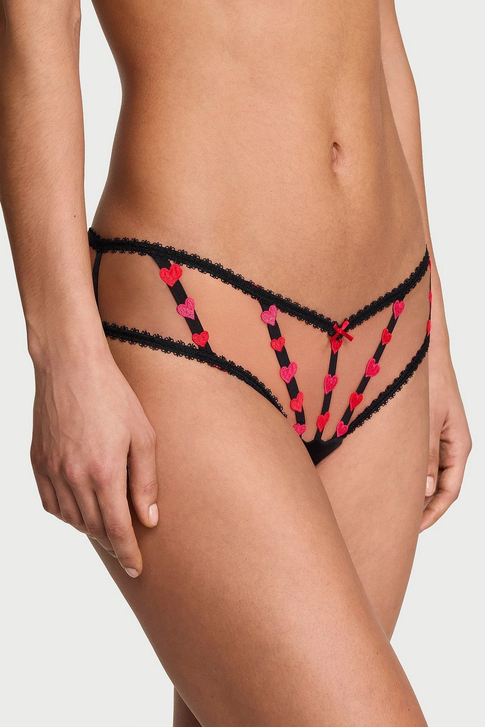 Відкриті трусики із сердечками 182002740 black/red Victoria`s Secret