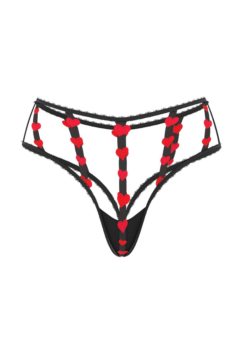Відкриті трусики з сердечками 182002740 black/red Victoria`s Secret