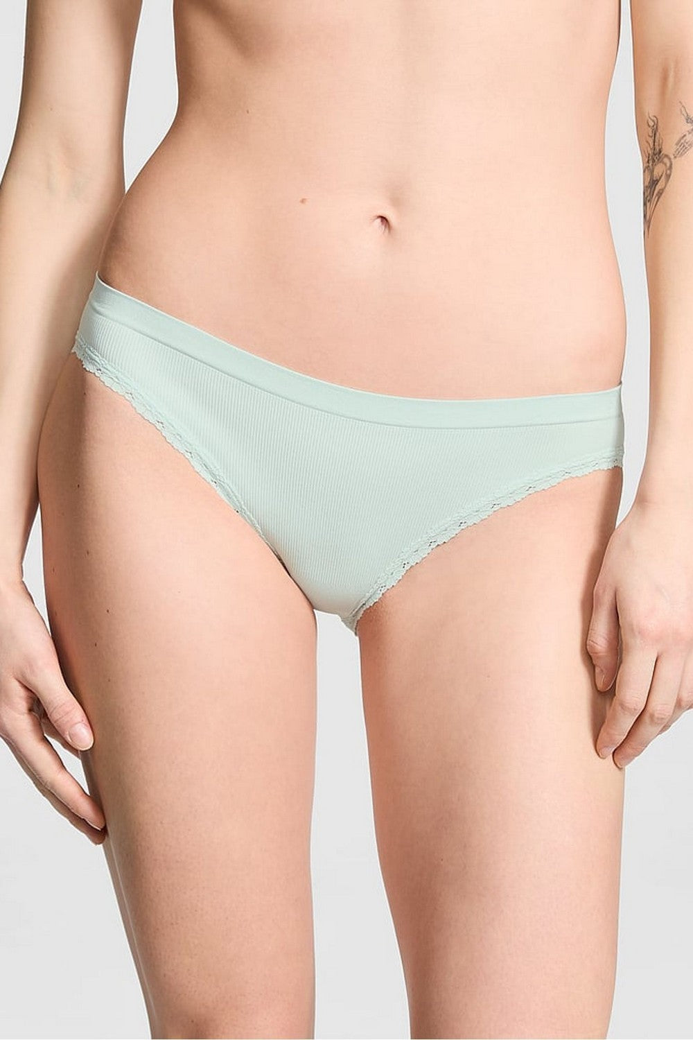 Трусики сліп у рубчик 304094404 green Victoria`s Secret