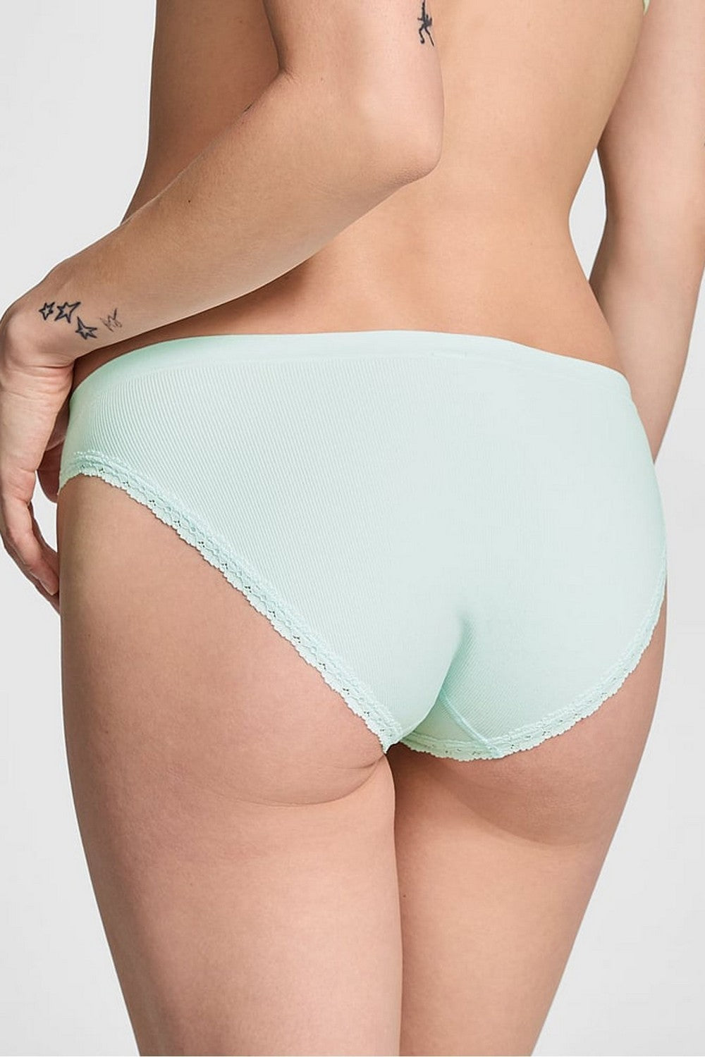 Трусики сліп у рубчик 304094404 green Victoria`s Secret спина