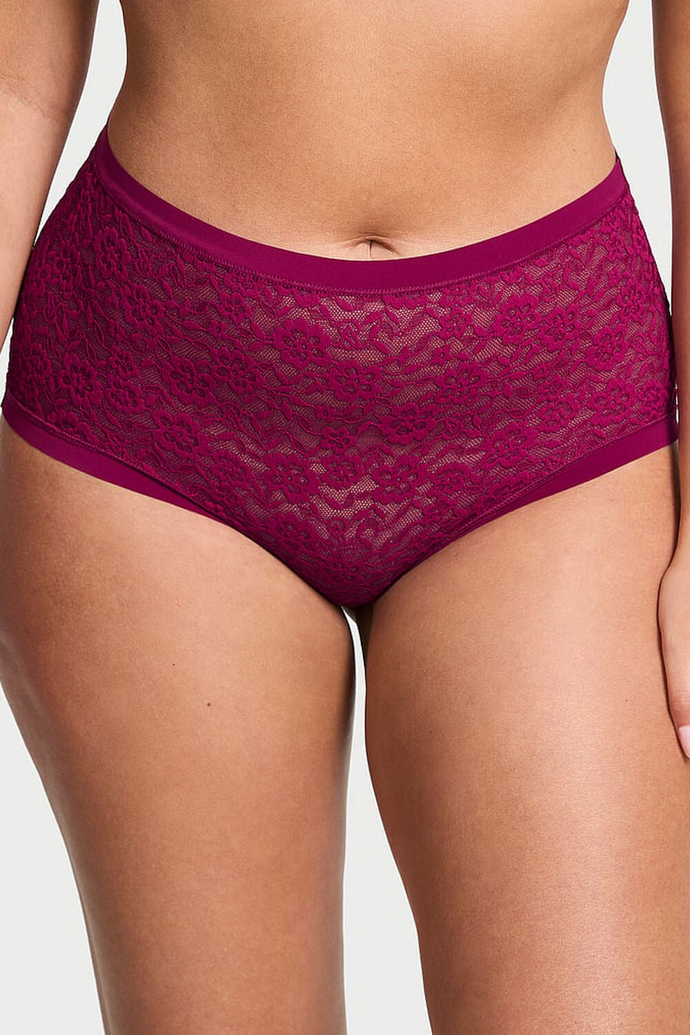 Мереживні трусики сліп 30949698 burgundy Victoria`s Secret