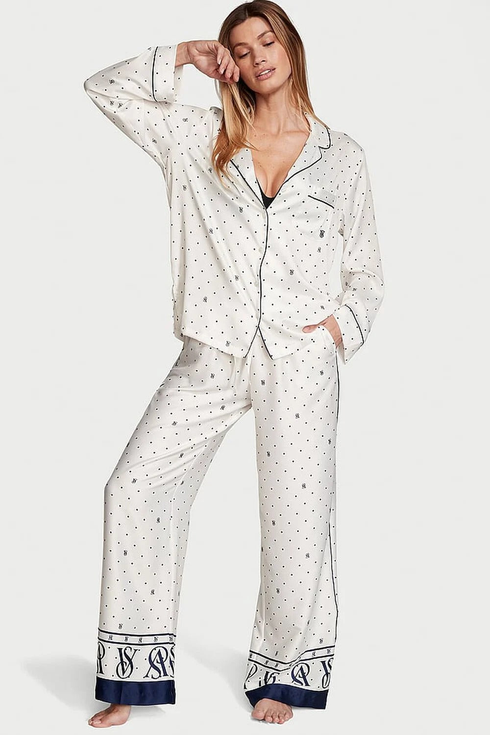 Атласна піжама зі штанами 312431745 white