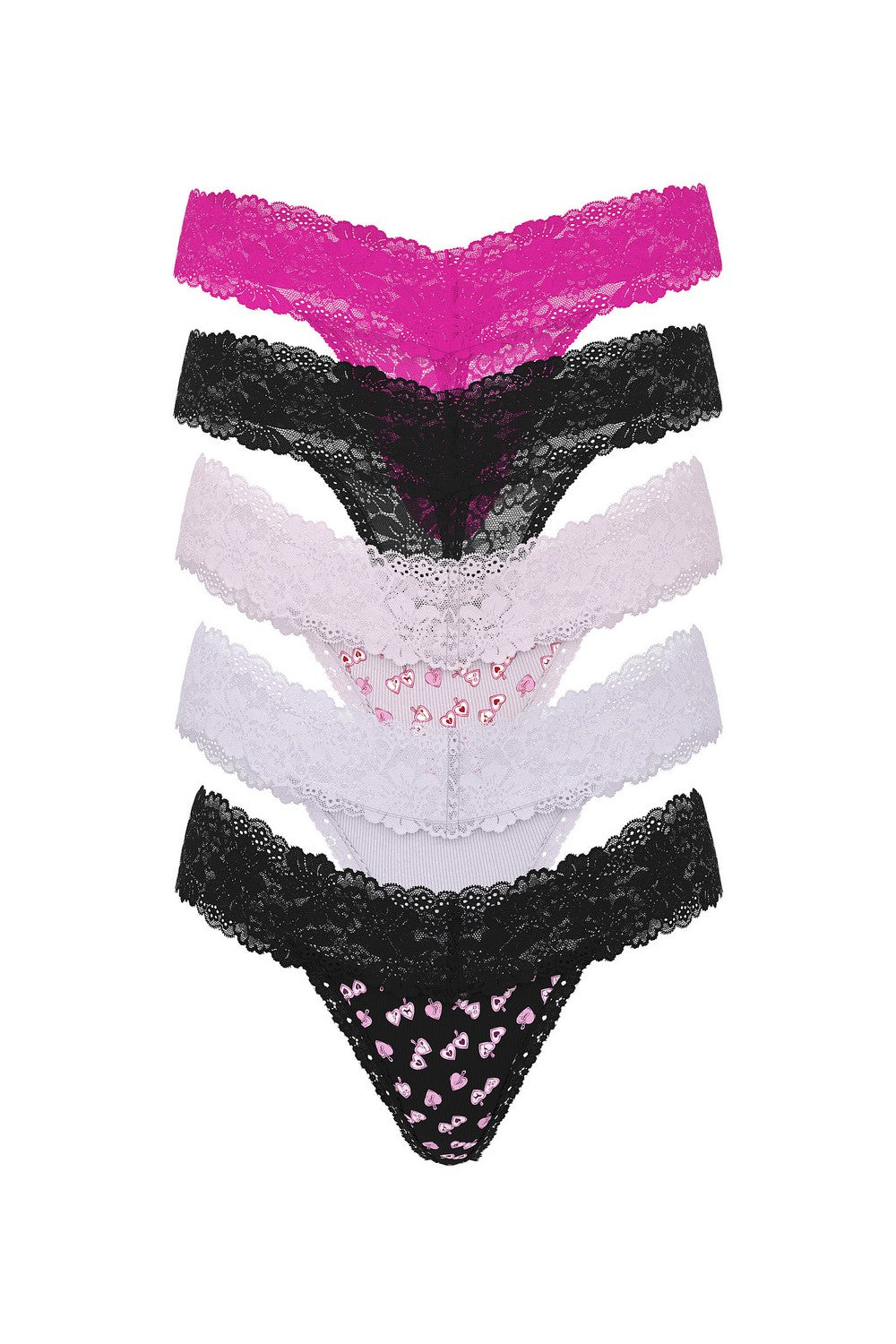 Мереживні трусики стрінг 363848962 (5 шт.) multi Victoria`s Secret