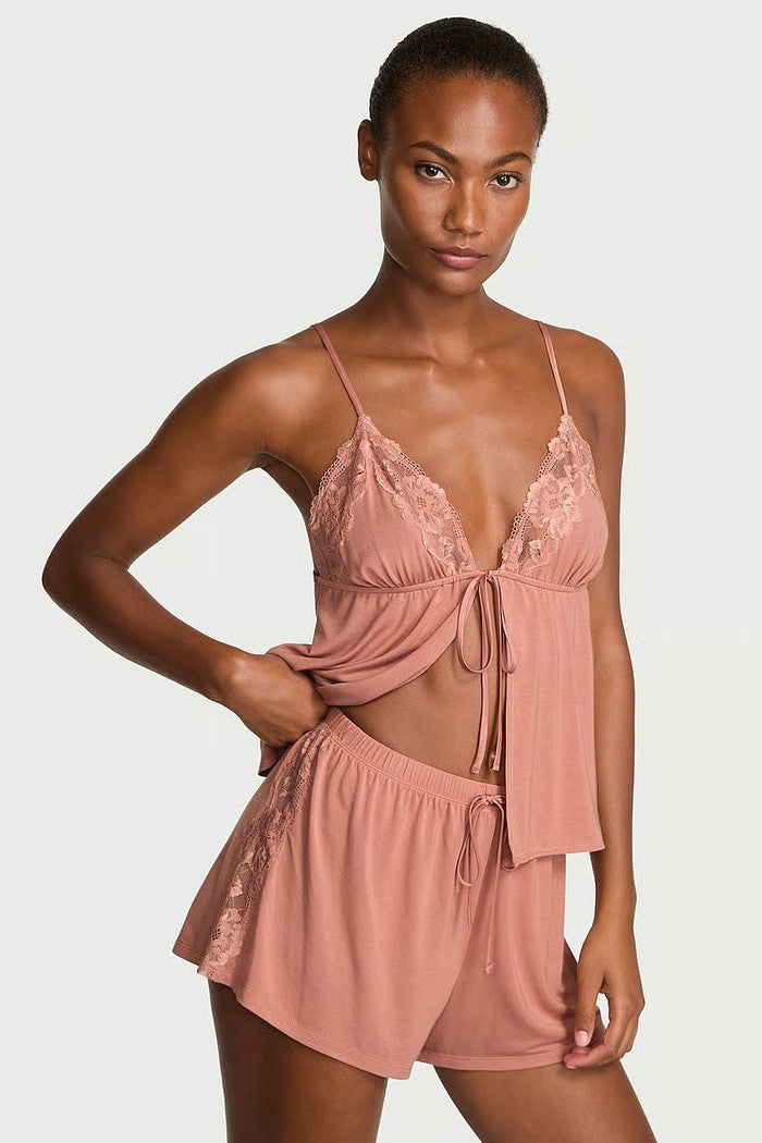 Пижама из модала с кружевом 38895259 rose