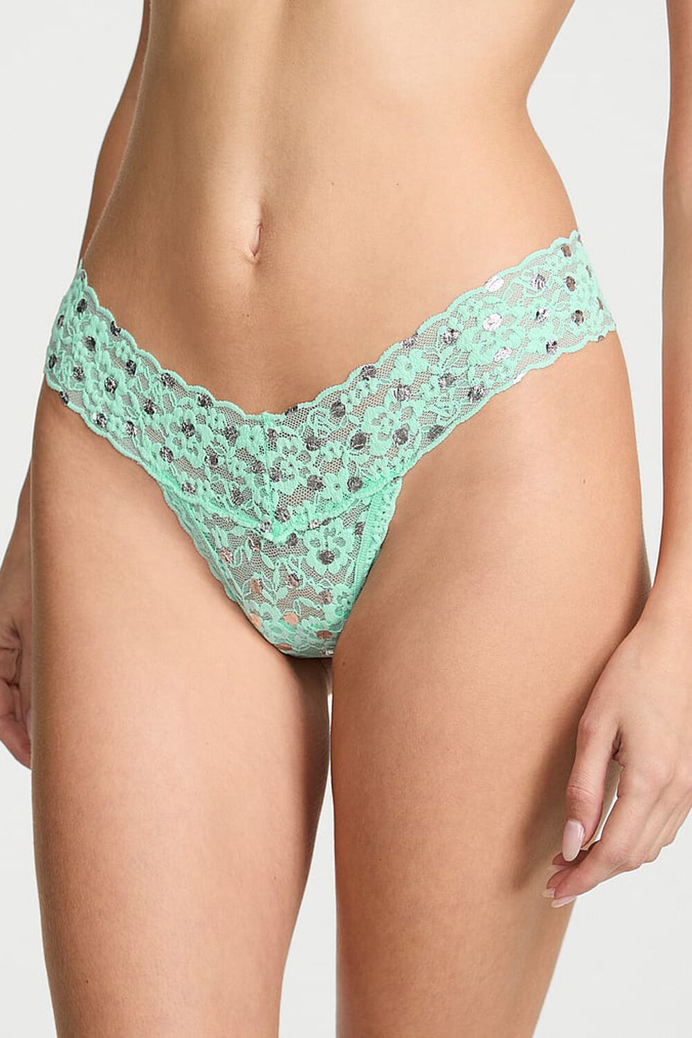 Мереживні трусики стрінг 407001458 green Victoria`s Secret