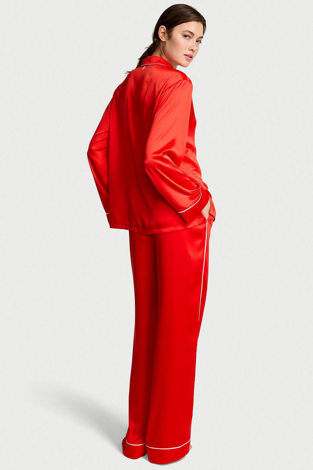 Сатинова піжама зі брюками 414321833 red Victoria`s Secret